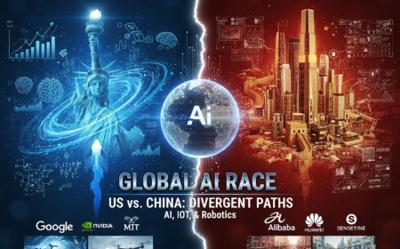The Global AI Race: Contrasting US and China's Divergent Paths in AI, IoT, and Robotics